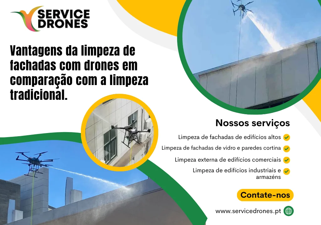 Limpeza de fachadas com drones versus limpeza tradicional
