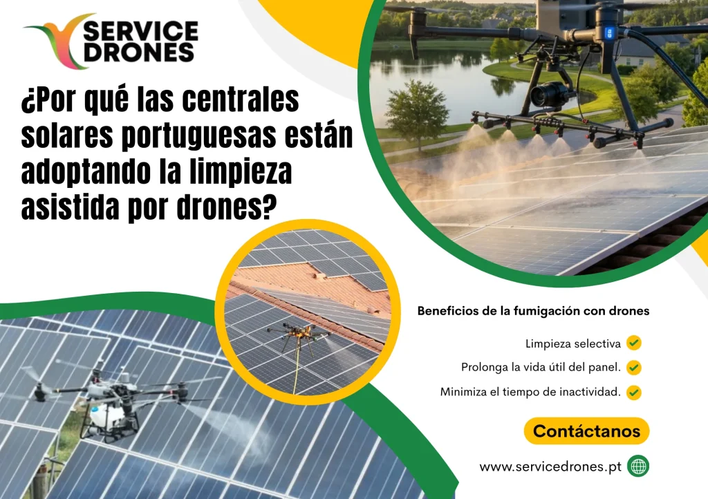 Limpieza de paneles solares con drones